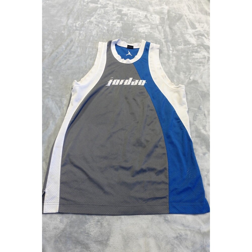 Michael Jordan Jumpman Men's L Gray Blue White Sleeveless Jersey
